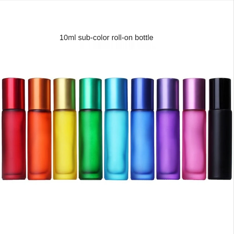 5PCSFrostedColorfulPortableEssentialOilGlassBottle10MLRoller