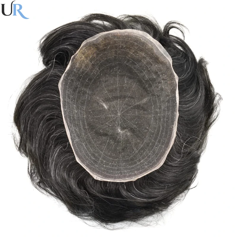 Human Hair Toupee For Men Full Lace Unit Breathable Male Capillary Prothesis