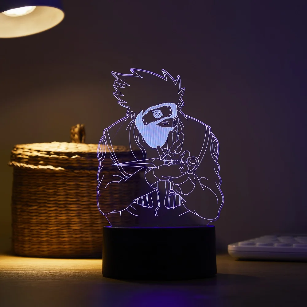 motion sensor night light 16/7 Colors Naruto Uzumaki LED Night Light Akatsuki Kakashi Hatake Kids Bedroom Nightlight Itachi Uchiha 3d Lamp Child Xmas Gift night light lamp