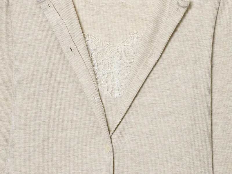 MUJER Kurze Spitzenjacken für Damen, schwarzes Strickoberteil, sexy Damenmäntel mit Knöpfen, Frühlingsneu in Mäntel und Jacken für Damen – Detail 16