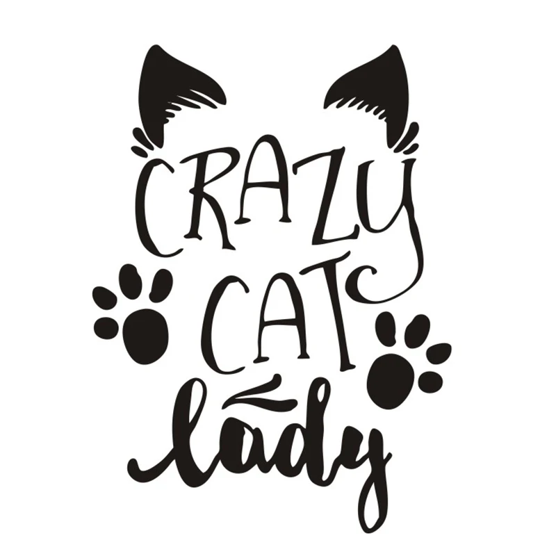 

Crazy Cat Lady Decals Art Car Rear windshield Text Decor Cute Bumper Pattern Waterproof Vinyl Car Decal