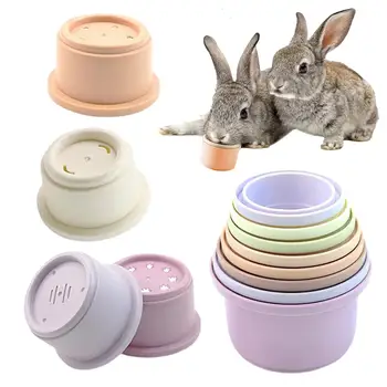 8Pcs Stacking Cups Toys for Rabbits Chinchillas Guinea Pigs Multi-Colored Reusable Plastic Nesting Toys Stacking Cups Set 1