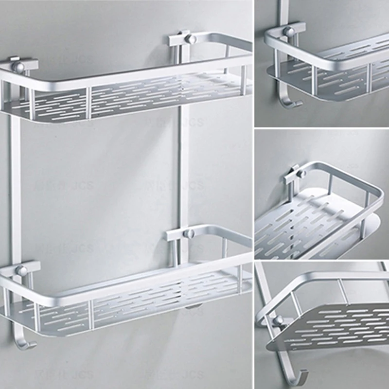 Space Aluminum Black Bath Shower Caddy Wire Basket Storage Shelves