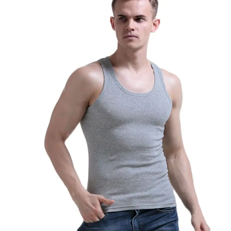 3 Pack Men Cotton Vest Narrow Broad Shoulders Tank Tops Underwear Boy Under Clothes T- Shirts Sleeveless Singlets Undershirt