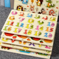 Montessori Baby Toys Wooden Peg Puzzles Hand Grab Boards Toys Tangram Jigsaw Cartoon Animals Fruits 3D Puzzles Educational Toys - Image 2