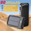 80000mAh Large Capacity Portable Outdoor Solar Mobile Power 4 in 1 Built in Cables LED Digital Display For iPhone Samsung Xiaomi 1