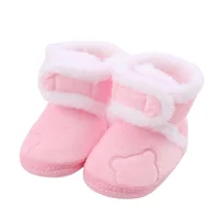 Baby Thickened Plush Boots Flat Shoes Infant Girls Boys Non-Slip Soft Sole First Walker Winter Warm Crib Shoes 2