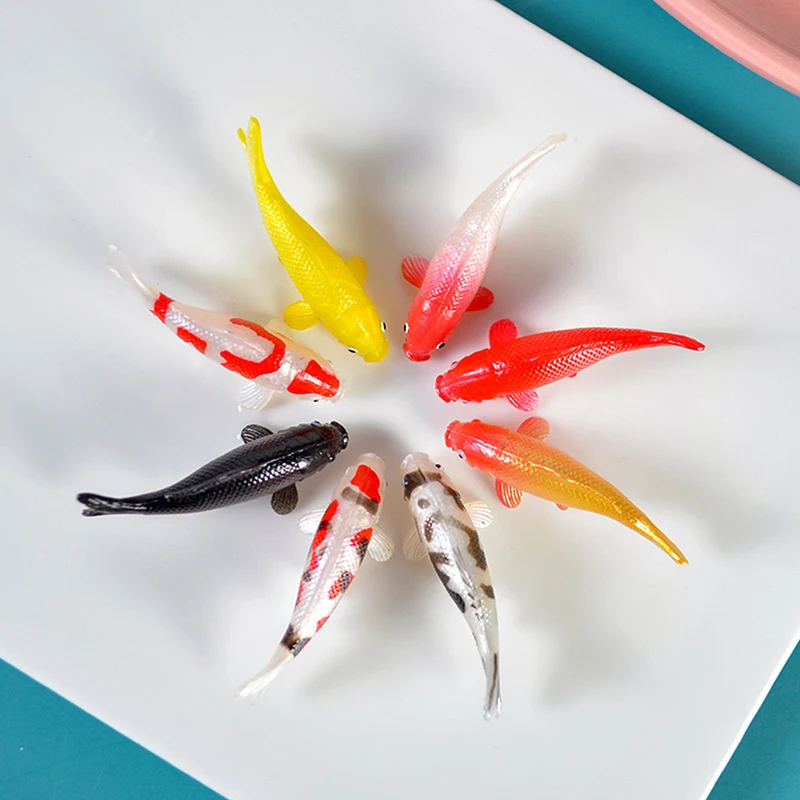 Doll House Miniature Fish Model Toy Mini Simulation Koi Carp Goldfish Fish Tank Decor Doll Accessories Kids Play House Toy 2