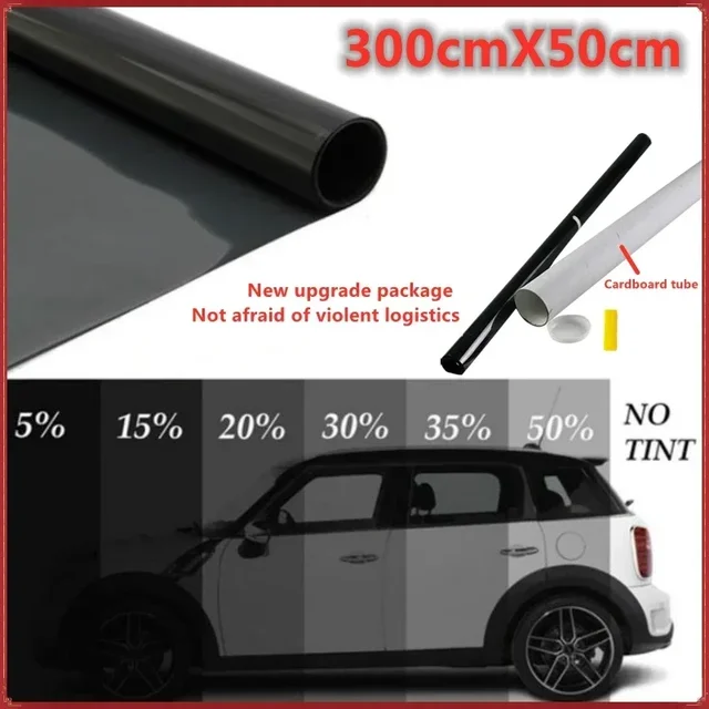 300cmx50cm 5%-50% Black Car Window Foils Film Auto Home Window Glass Summer Solar UV Protector Sticker Films Autos 1