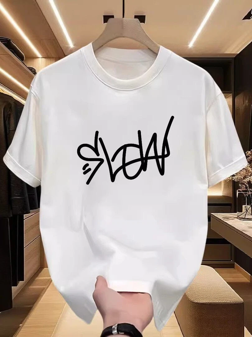 2026 아메리칸 스타일 레터 프린트 반팔 티셔츠 - 남녀공용 여름 캐주얼 다용도 트렌디 라운드넥 탑