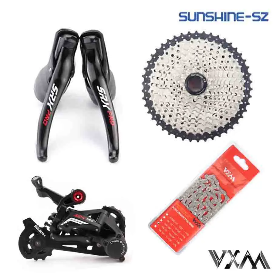 Sensah-ロードバイクのチェーンセット,シフトレバー,リアカセット