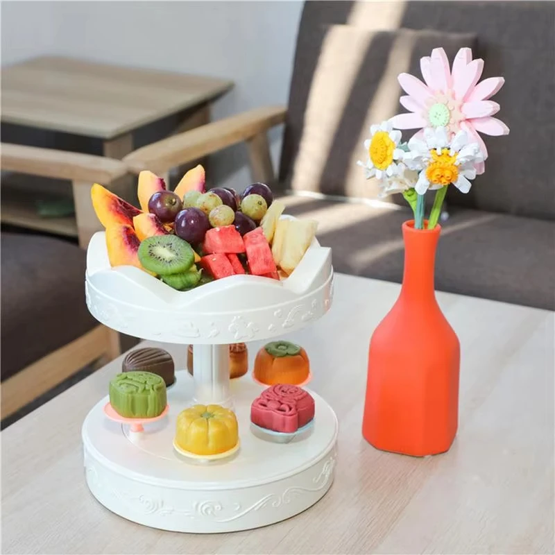 2-tier Automatic Rotating Cake Stand Display Tray Wedding Birthday Party Supplies