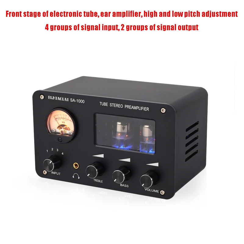 HiFi Röhrenvorverstärker 4-way Audio Selector Box Stereo Tube Preamp W/VU Meter