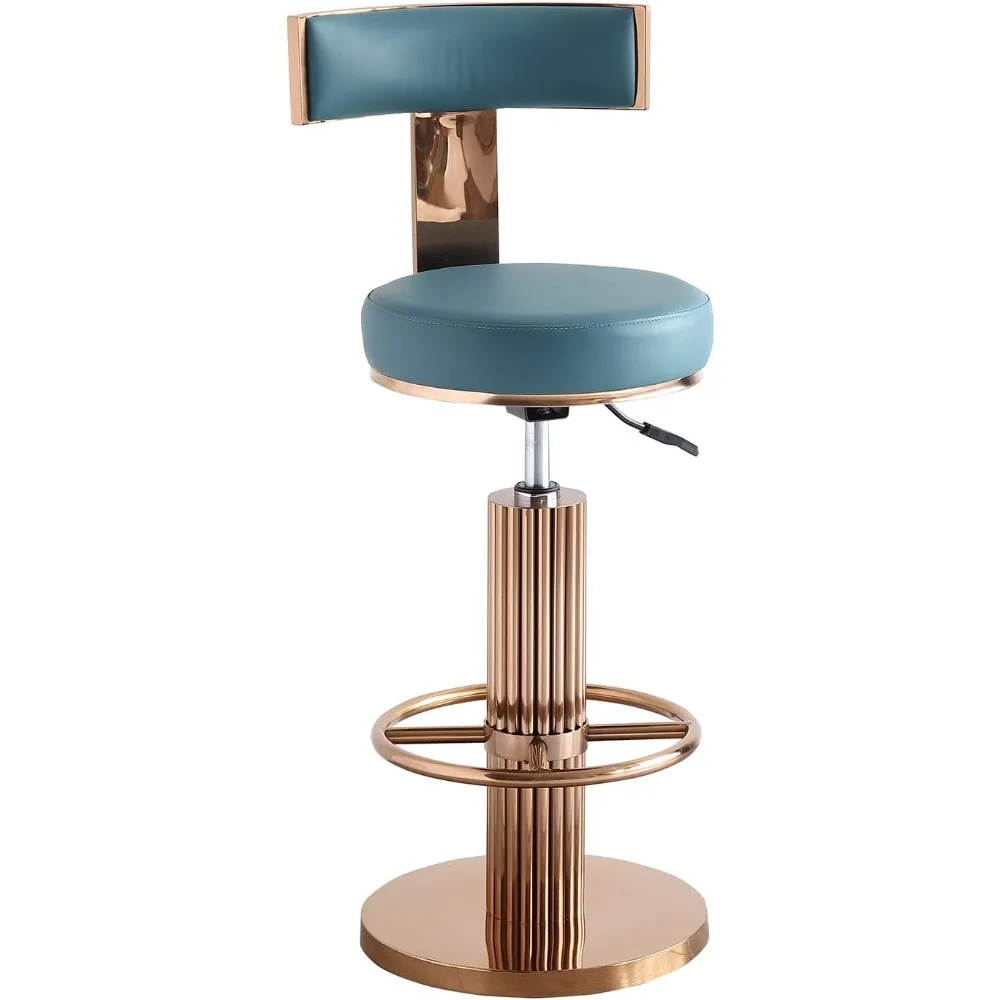 

with Backrest, Modern Adjustable Height Counter Stool with Stainless Steel Legs and Comfortable Cushion, Rose Bar Chair