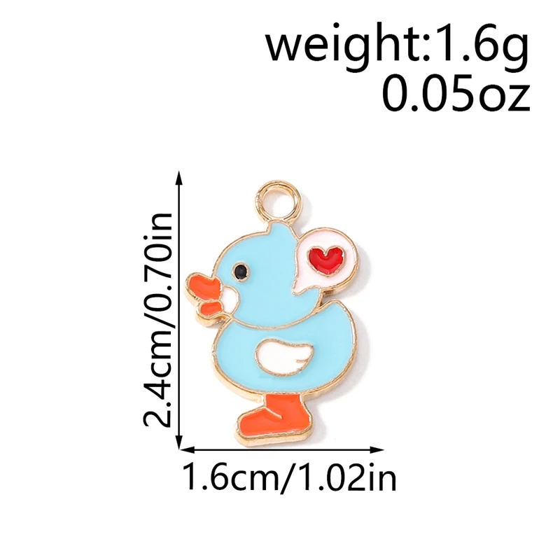 20 Stück 16 x 24 mm Cartoon-Tier-Charms, Emaille-Enten-Charms, Anhänger für Schmuckherstellung, Halsketten, Ohrringe, Armbänder, DIY-Bastelarbeiten, Geschenke – Detail 1