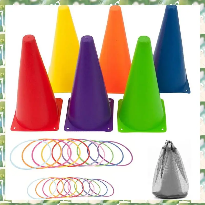 Sports 26 Pcs Plastic Cones Ring Toss Combo Set Outdoor Carnival Games For Kids Adults Birthday Party Throwing Backyard Games,26