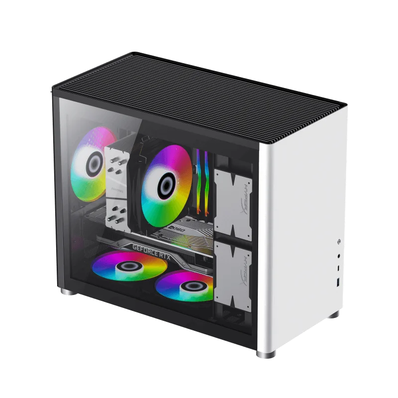 Gamemax Small Gaming desktop Metal Computer Case Spark White Vertical