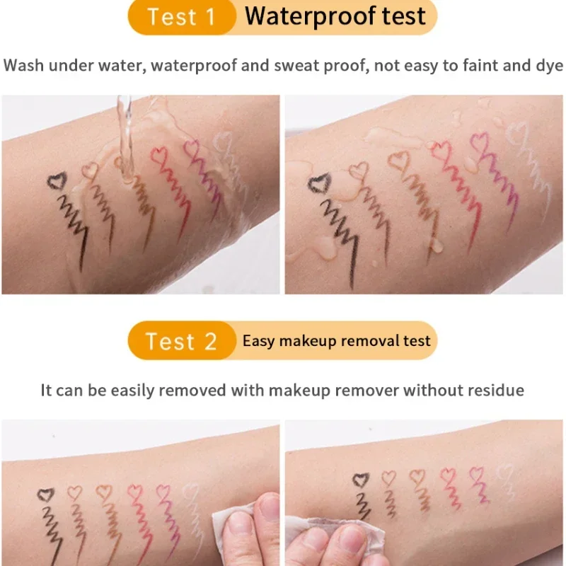 Waterproof White Black Brown Eyeliner Pen Long Lasting Quick-drying Pencil Not Blooming Liquid Eyeliner Gel Eyes Makeup Cosmetic