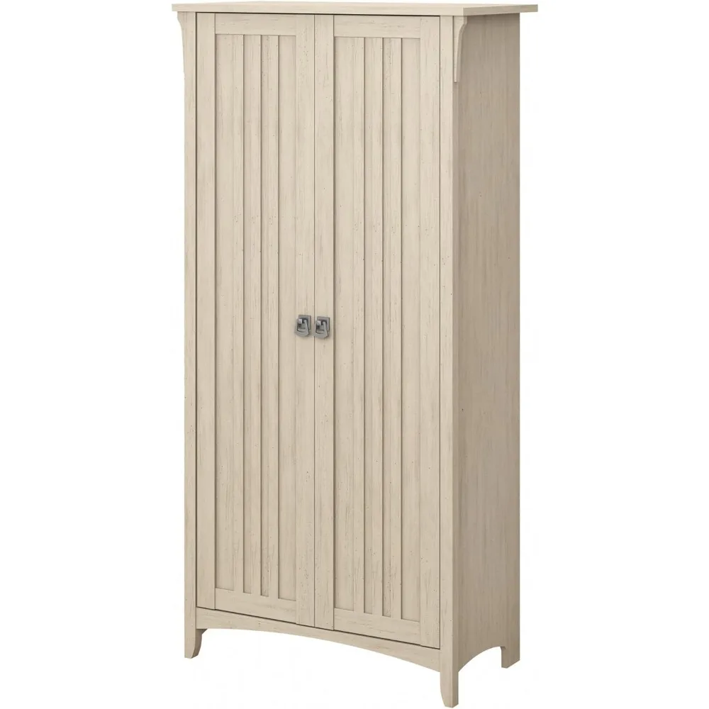 

Bush Furniture Tall Storage Cabinet with Doors in Antique White