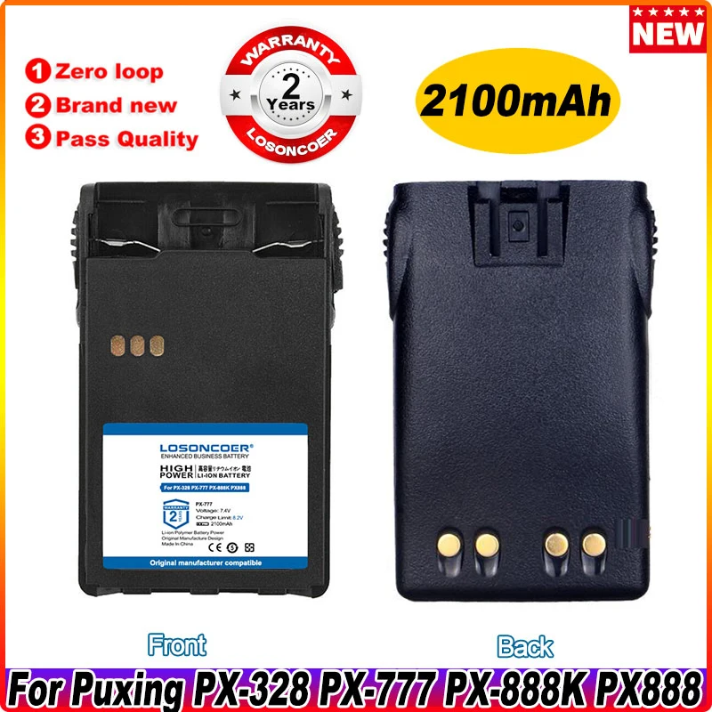 

LOSONCOER 2100mAh Battery For Puxing PX-328 PX-777 PX-888K PX888 PX728 Plus WEIERWEI VEV-3288S Radio Batteries