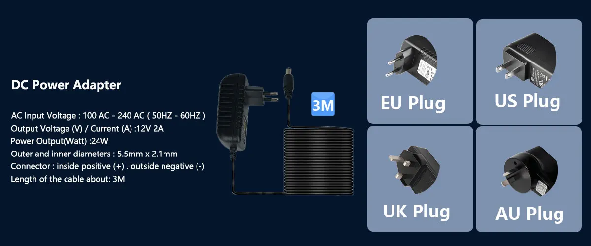 SNOSECURE 4K 8MP PTZ wireless camera with 30X zoom DC Power adapter
