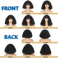 Perruques Afro crépues bouclées avec frange 200% densité brésilienne Remy cheveux humains pleine Machine faite perruques courtes Afro bouclés perruques pour les femmes 5