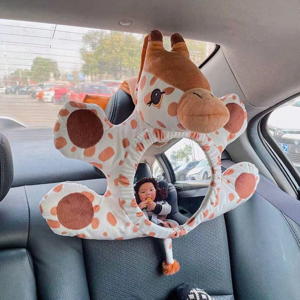 Safety Car Seat Mirror for Rear Facing Infant, Fully Adjustable, Cartoon Decorative Mirror,Wide Crystal Clear View
