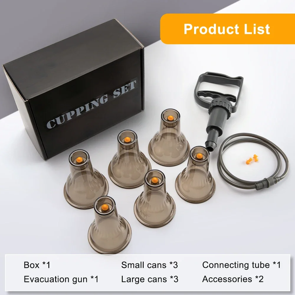 Gua Sha Vacuum Massage Jars Suction Cups Set Vacuum Cupping Glasses Anti Cellulite Fat Burner Cupping Therapy Ventosas Slimming 6