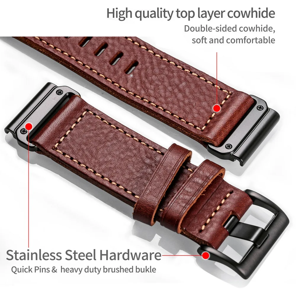 Elevate Leather Watch Band - Premium Quickfit Strap in Multiple Sizes