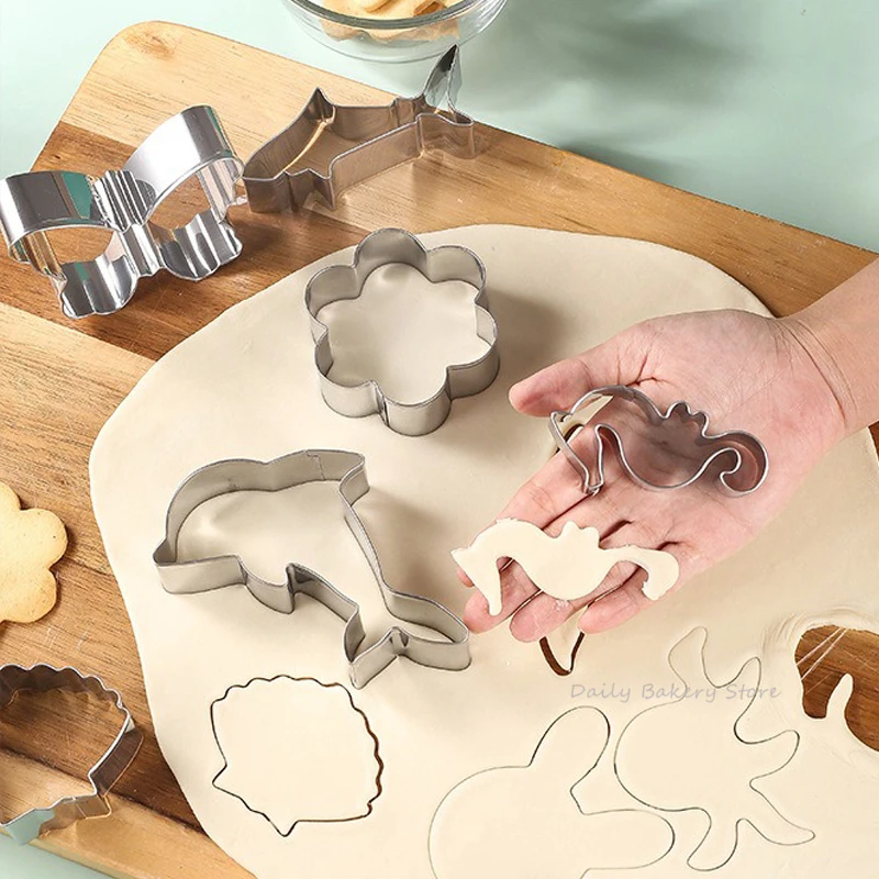 Marine Animal Series Stainless Steel Biscuit Cutter Shark Dolphin Fish Shaped Cookie Mold Kitchenware Baking Tool