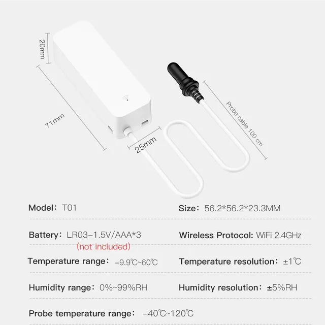 Tuya WiFi Temperature Humidity Sensor With External Probe for Smart Home Hygrometer APP Monitoring For Plants Aquarium Winery 6