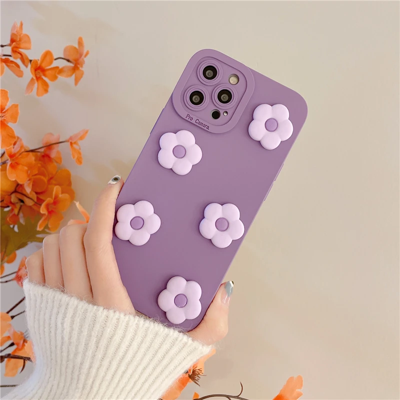 Luxury Klein Blue 3D Flower Soft Case with Lens Protection