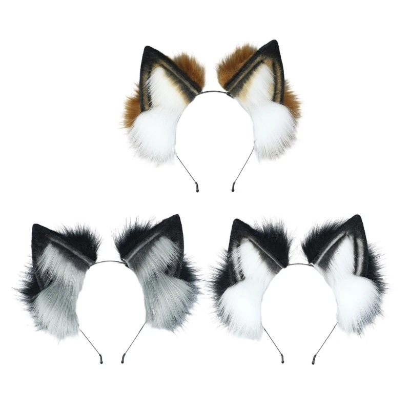

Carnivals Foxes Ear Headband Plush Hairbands Cartoon Party Hair Accessories for Women