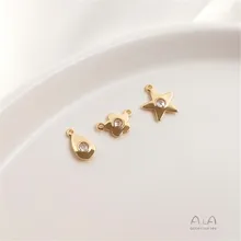 

Diamond-encrusted five-pointed star double flower drop shaped zircon pendant diy pendant