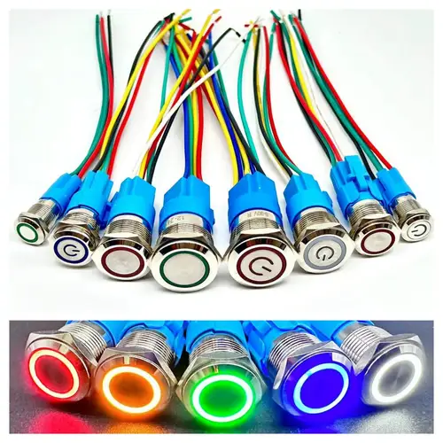 12/16/19/22MM Waterproof Metal Push Button Switch LED Light Momentary Latching Car Engine Power Switch  5V 12V 24V 220V Red Blue - Image 6