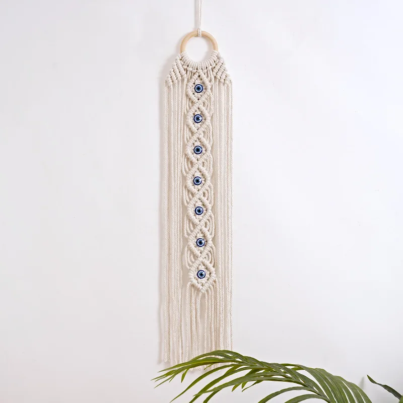 Macrame Wall Hanging with Lucky Eye Turkish Evil Eye Cotton Woven Tapestry for Home Decor Bedroom Decoration Housewarming Gift 3