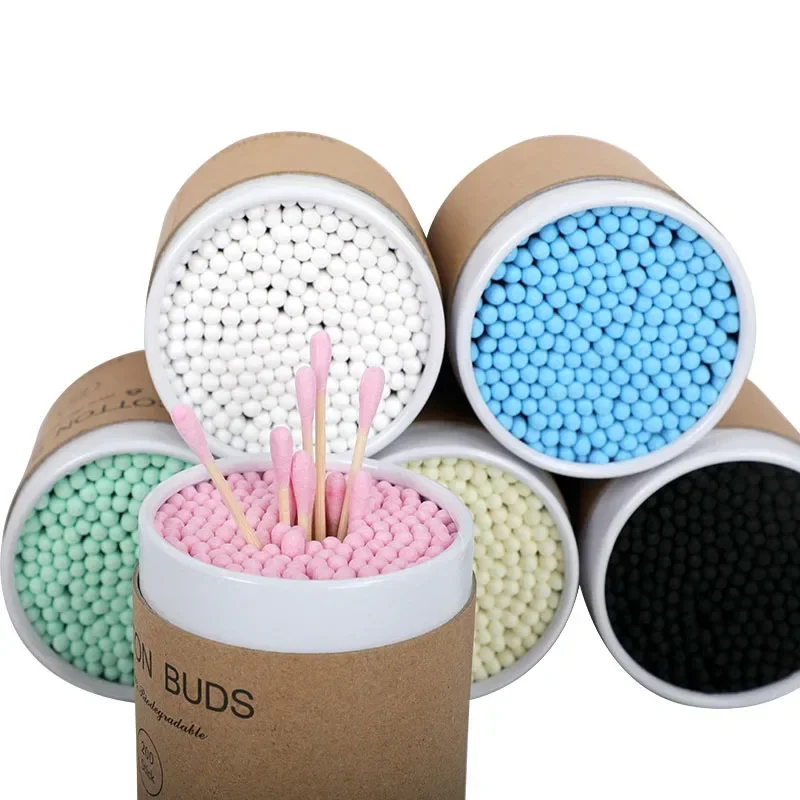 100/200 قطعة/صندوق أعواد قطنية للأطفال من الخيزران أعواد خشبية أعواد قطنية ناعمة تنظيف الأذنين حفائظ كوتونيتي بامبون الصحة والجمال