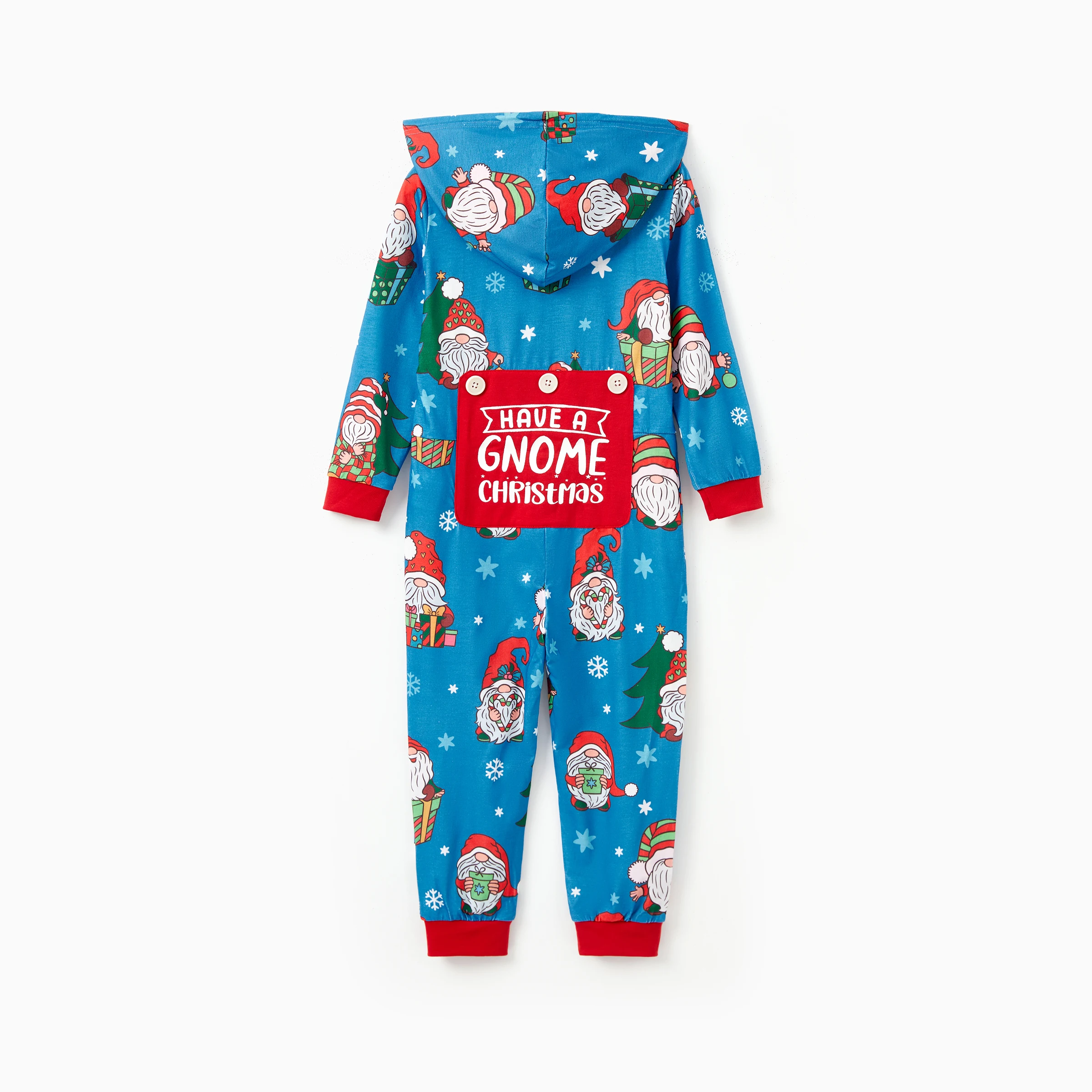 thumbnail image 4 of Pijamas navideños azules PatPat con estampado de Papá Noel, monos con capucha y cremallera, conjuntos familiares a juego, 4 of 5