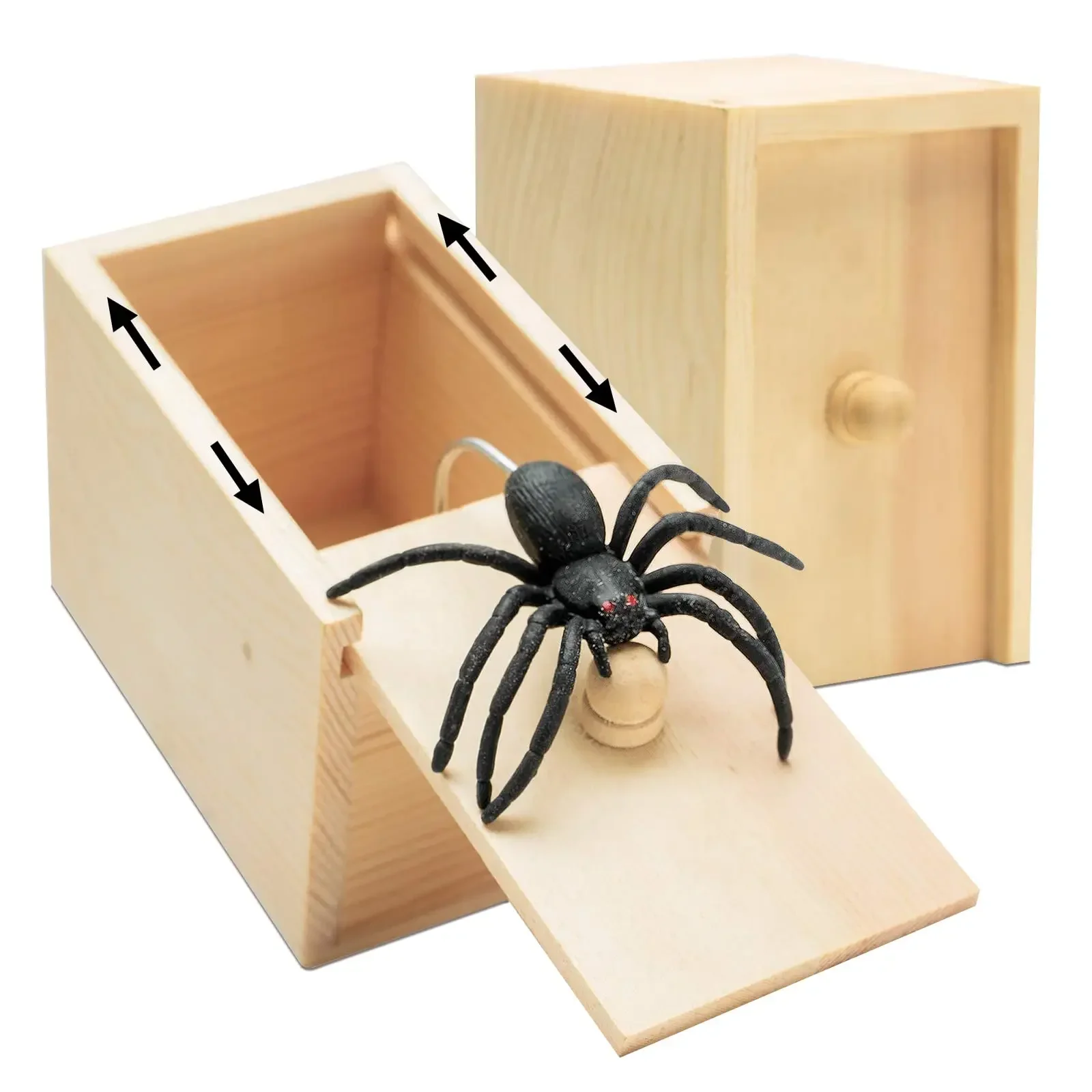 Trick Spider Funny Scare Box Wooden Hidden Box Prank Game Prank Friend Office Toys