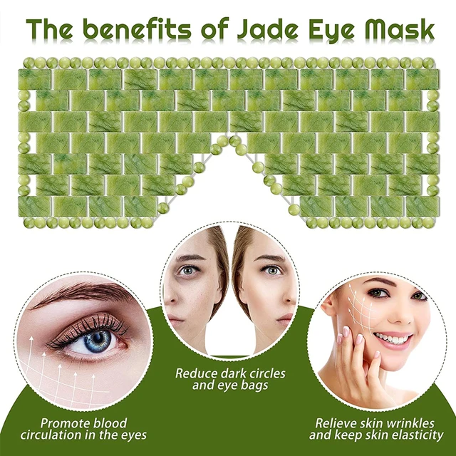 Natural Jade Eye Mask Cooling Sleep Eye Mask Cold Therapy Facial SPA Anti Aging Puffiness Blindfold