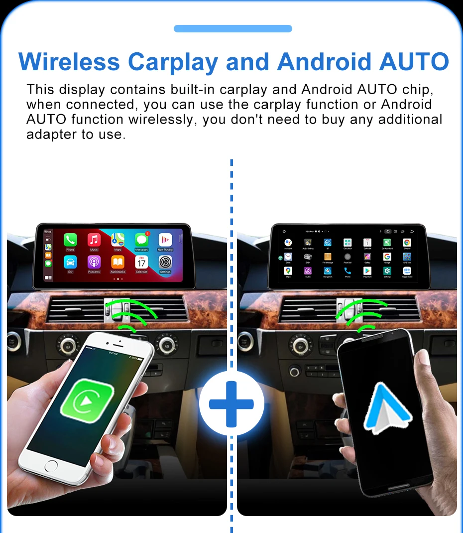 Pantalla Estéreo Inalámbrica CarPlay Android 14 para BMW Serie 5 y 3 E60 E61 E62 E63 E90 E91 E92 E93 CCC CIC, Radio Bluetooth para Auto, Reproductor Multimedia, Navegación GPS, Autoradio WIFI 4G LTE 7