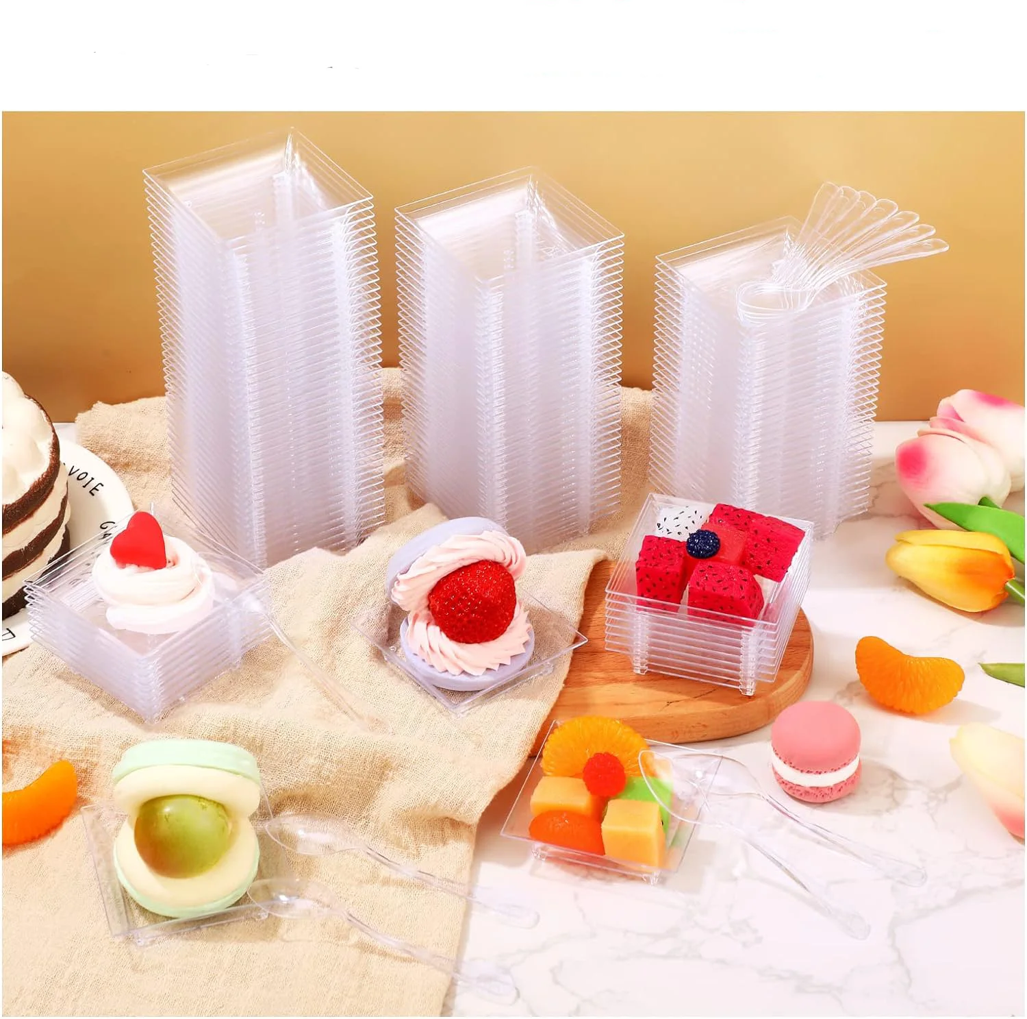 Mini Square Dessert Plates for Dessert Salad Appetizer Sauces Tastings Cake Wedding Party 25/50 pcs dessert plates