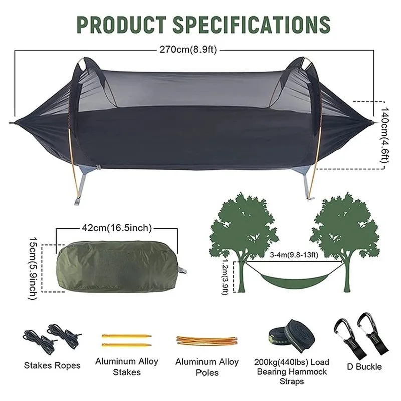 All-in-One Tunnel Hammock Tent Full Setup