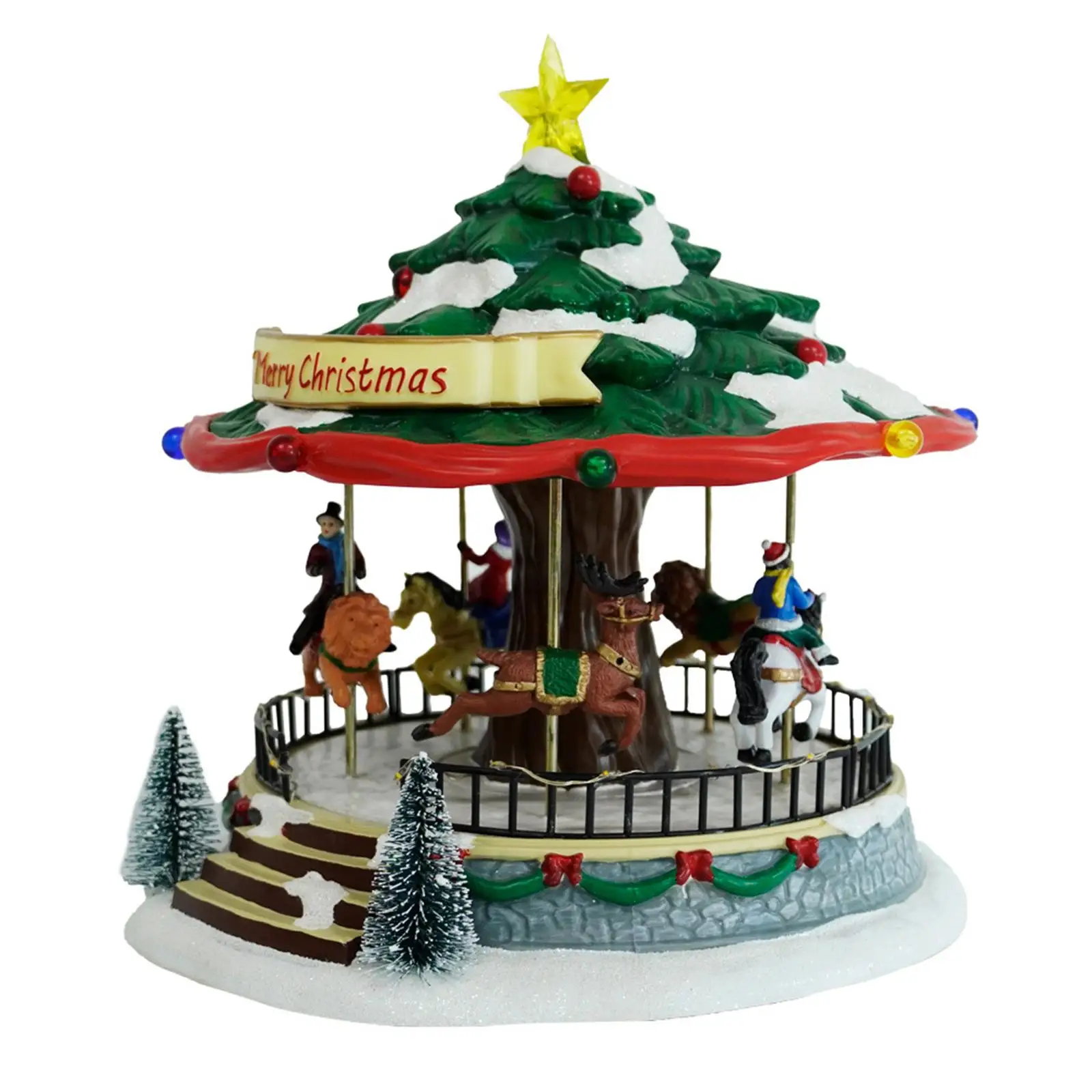 

Lighted Christmas Carousel Music Box Animated Decorative Rotating Carousel Figurine for Holiday Indoor Living Room Shelf Decor