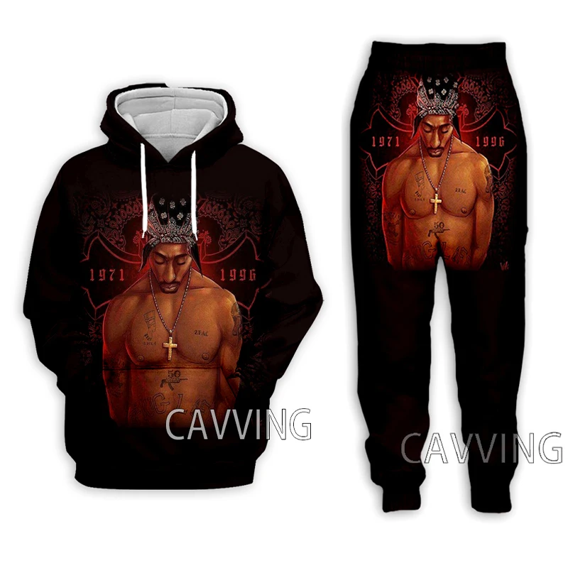 New Fashion Women/Men's 3D Print 2PAC TUPAC Hoodies/Hooded Sweatshirts + Pants Trouser Suit Clothes Two-Pieces Sets 3