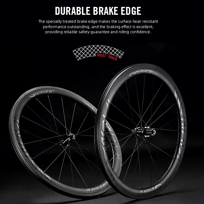 RYET Carbon Road Wheels Rim Brake Bike Wheelsets Tubless Clincher