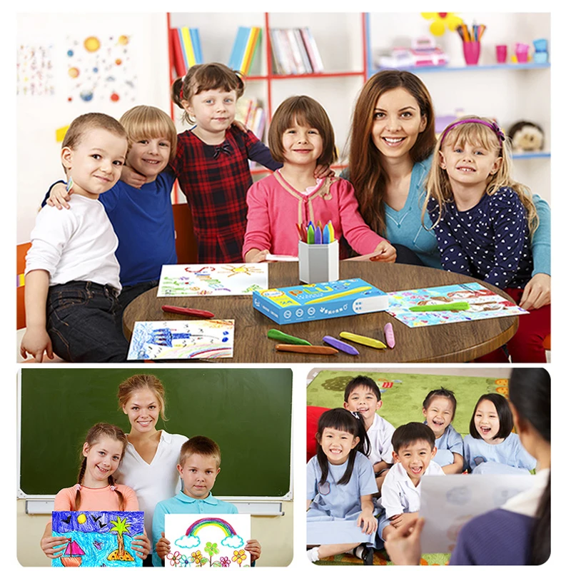 Washable Non-Toxic Crayon Set for Kids Toddlers Coloring Art Supplies 12/24/36 Colors