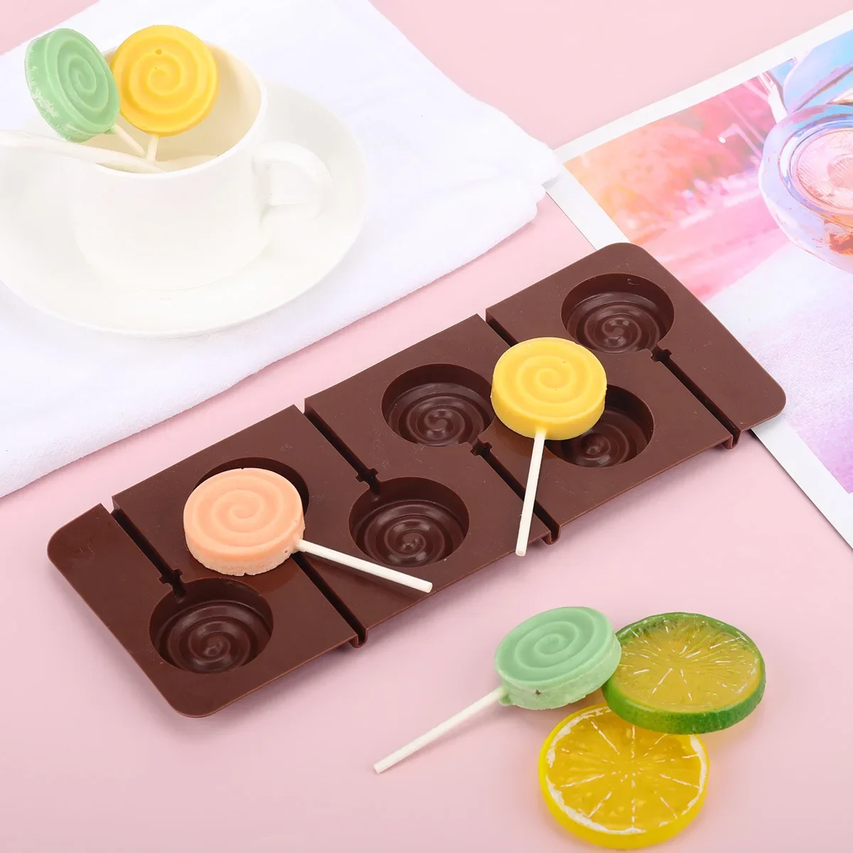 

Round Silicone Lollipop Mold Cute Flower Jelly Candy Chocolate Soap Bakeware Mould Reusable Variety Shapes Cake Decorating Tools