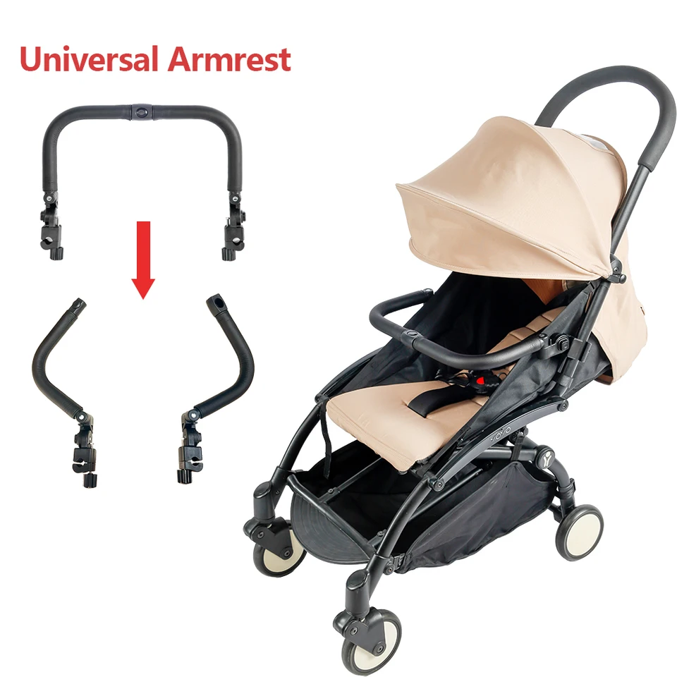 PU Leather Bar Universal Stroller Bumper Bar - Adjustable Height Baby Stroller Handlebar With Toys Yoyo Stroller Accessories