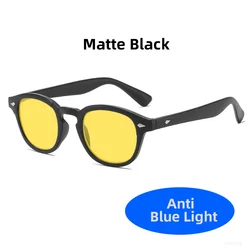 Retro Blue Light Blocking Square Glasses with Yellow Night Vision Lens - UV400 Bluelight Filter Eyewear (Matte Black)